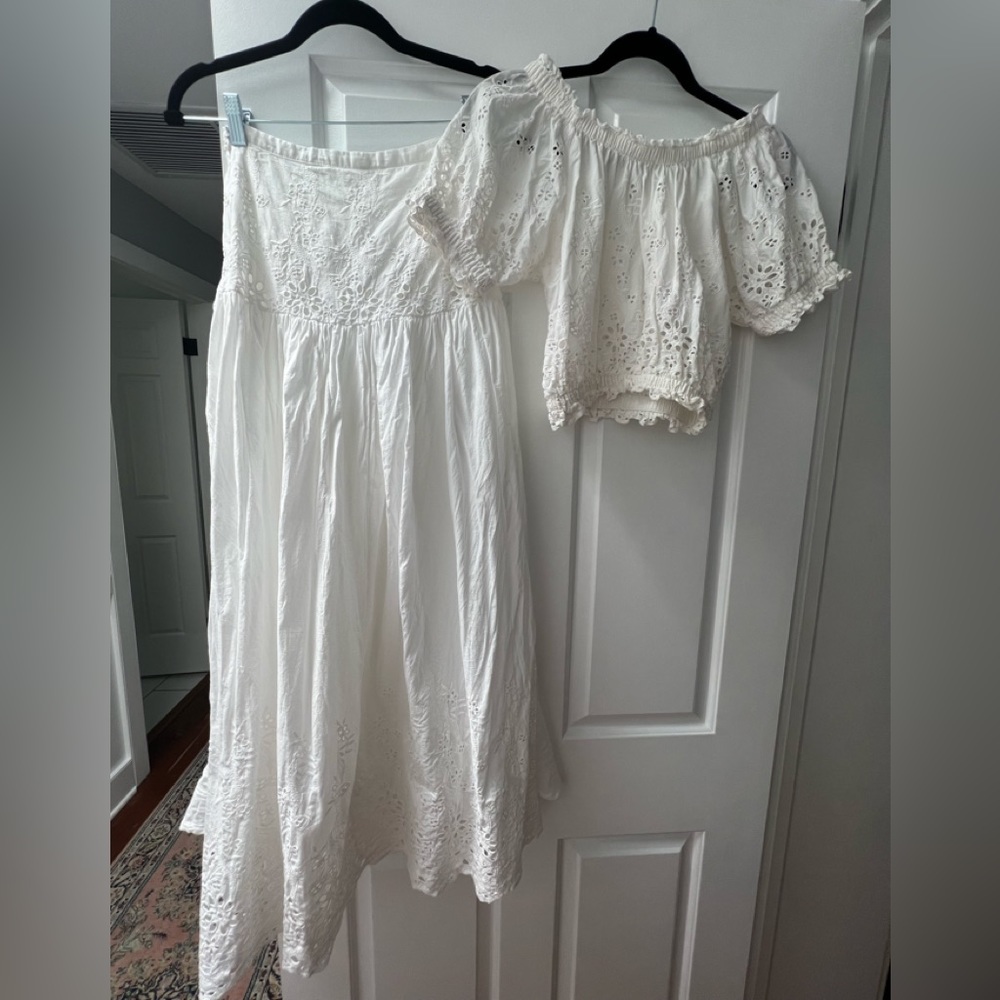 RESRRVED Spell and the Gypsy Bambi set off shoulder crop top maxi side slit XS